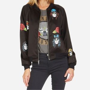 Lauren Moshi LEVELLE GUNS N' ROSES Cotton Blend Bomber Jacket Size L Made in USA